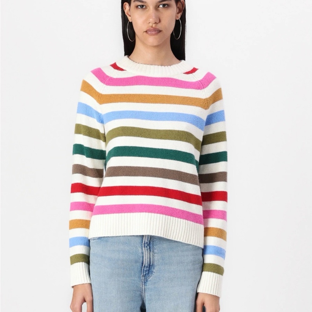 GAP Women's Colorful Striped Crew Neck Sweater